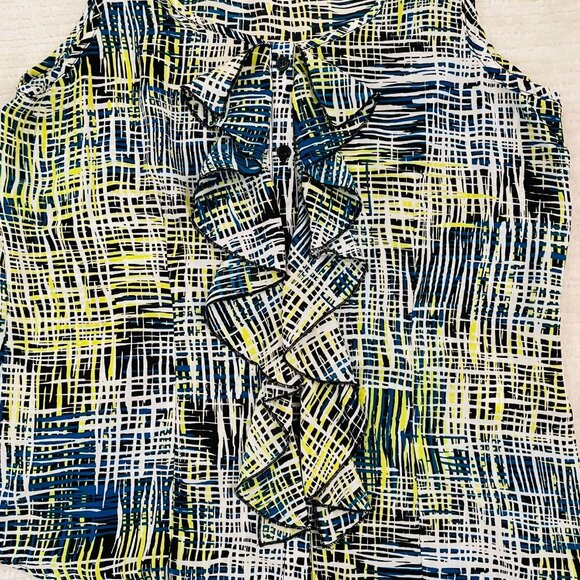 Spense Sleeveless Ruffle Blouse Womens Sz M LIghtweight in Abstract Print - Picture 8 of 8